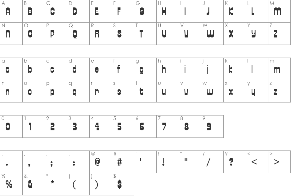 URWZupusD font character map preview