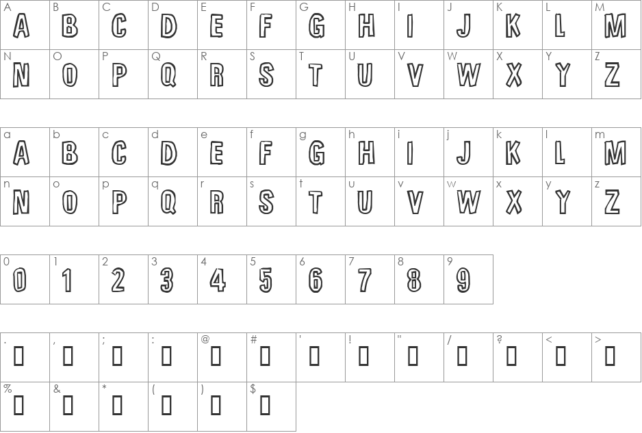 us font character map preview