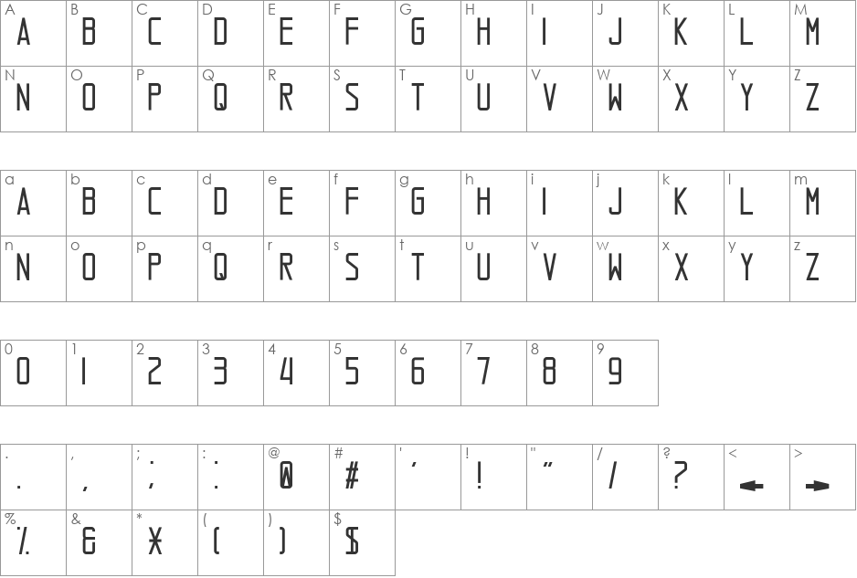 Uscita font character map preview