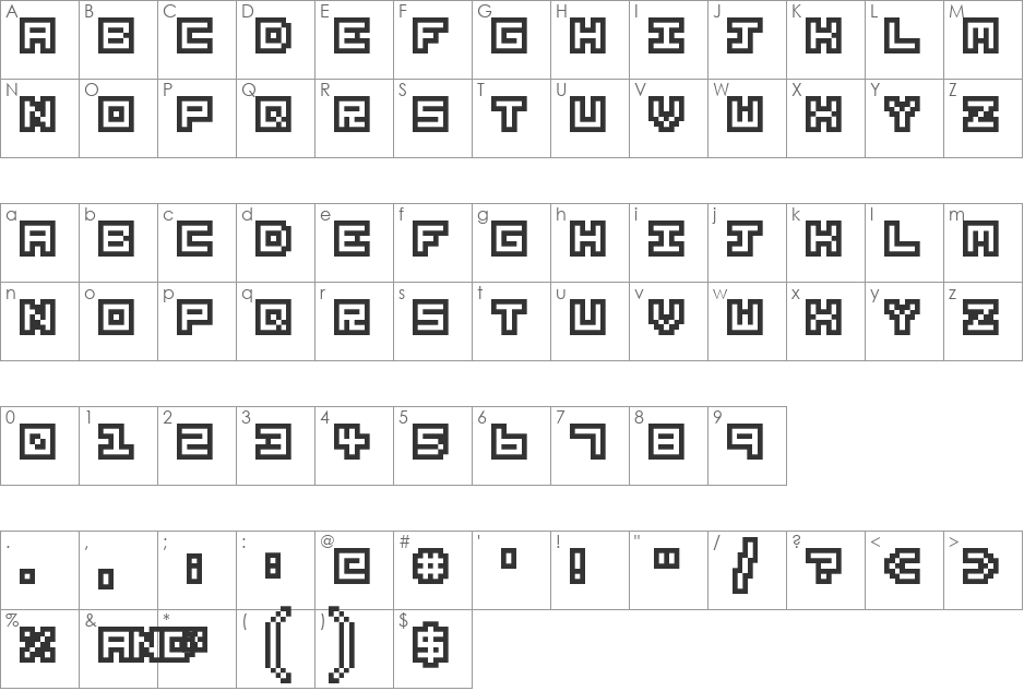 Userbar font character map preview