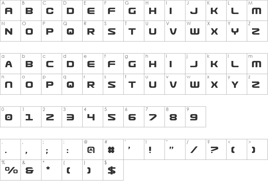Usuzi Italic font character map preview