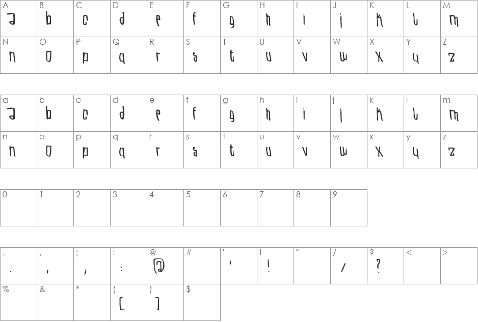 Ute font character map preview