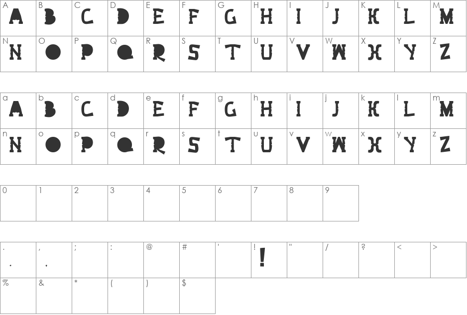 Bext  font character map preview