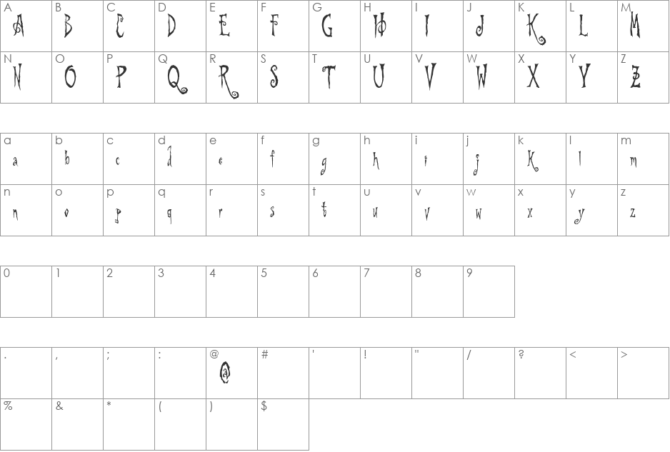 Beynkales Demo font character map preview