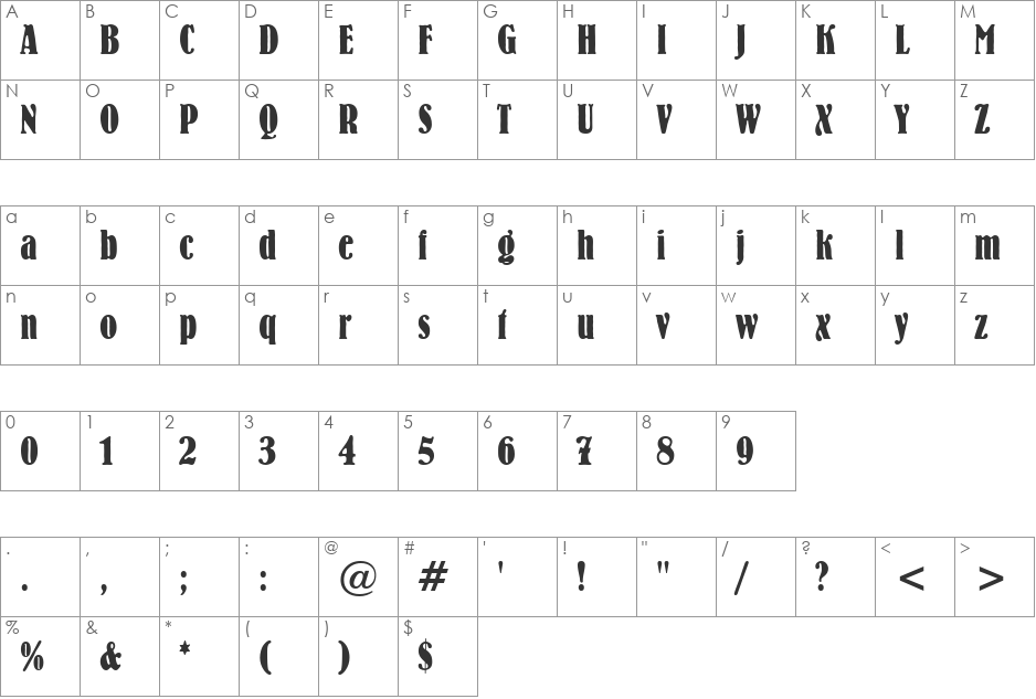 UVN Bo Quen font character map preview