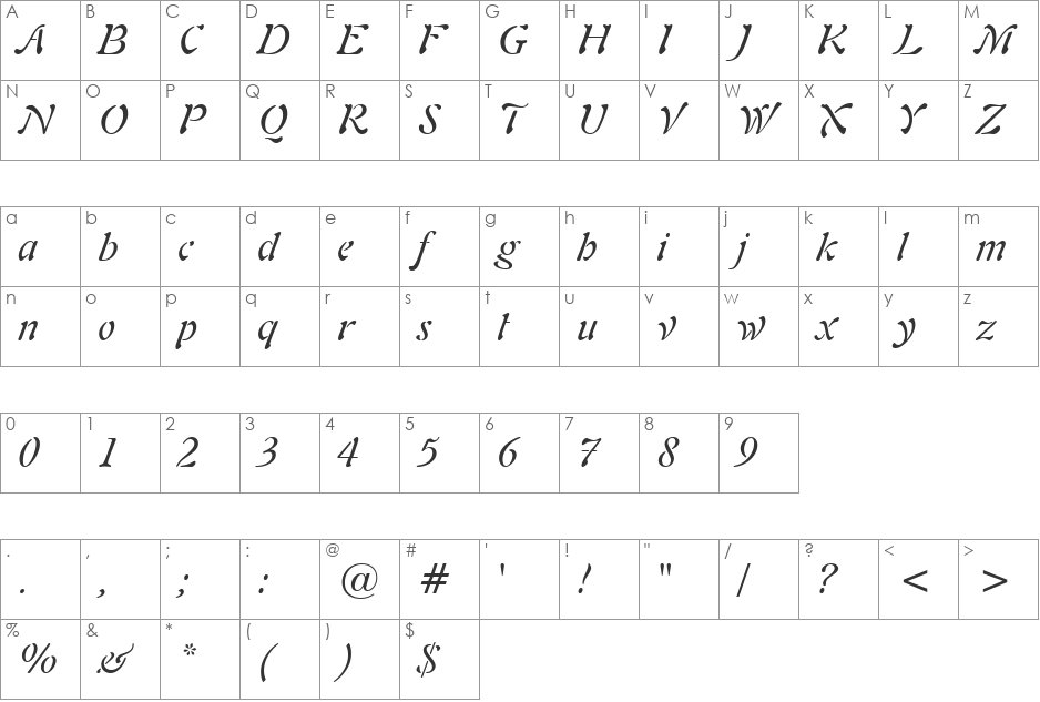 UVN Mang Cau font character map preview
