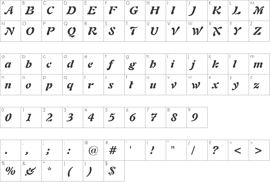 UVN Mang Cau Nang font character map preview