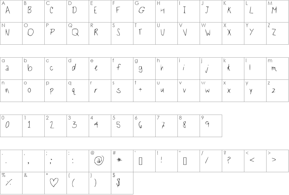 Be_Real__ font character map preview