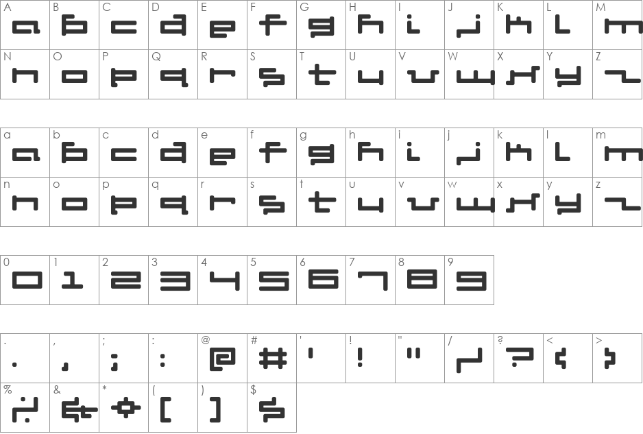 V5 Cuadra2 font character map preview