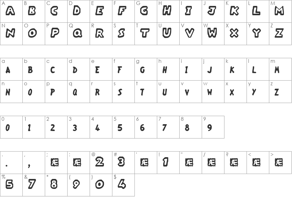 Vacant Capz (BRK) font character map preview