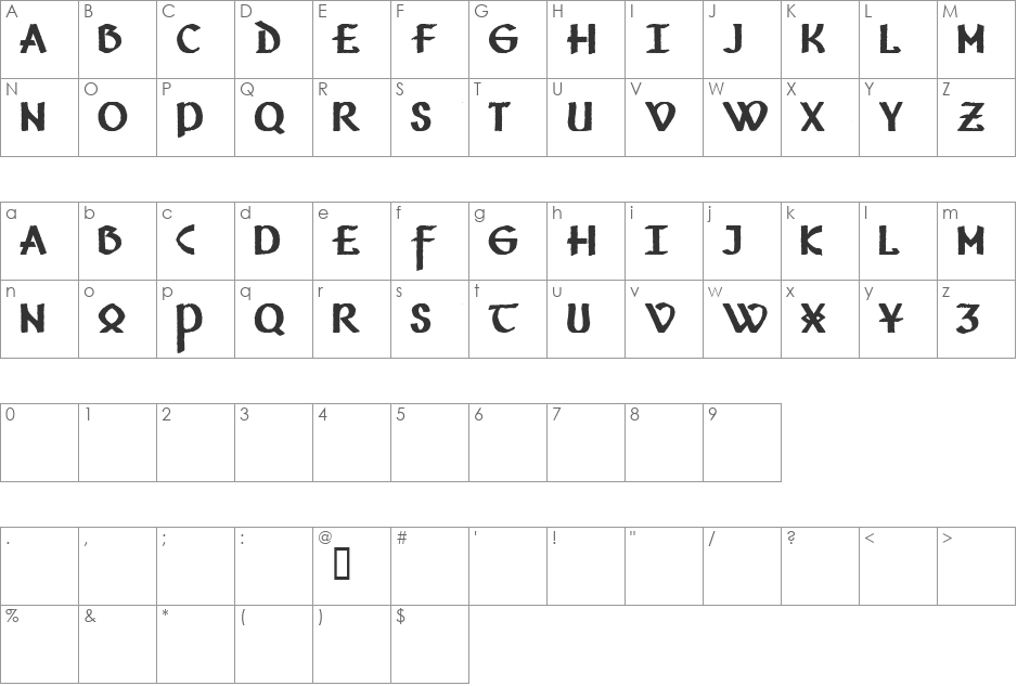 Vafthrudnir Demo font character map preview
