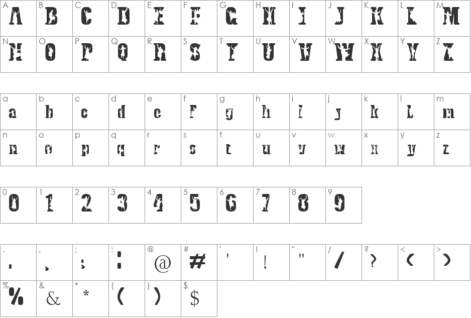 bhangra font character map preview