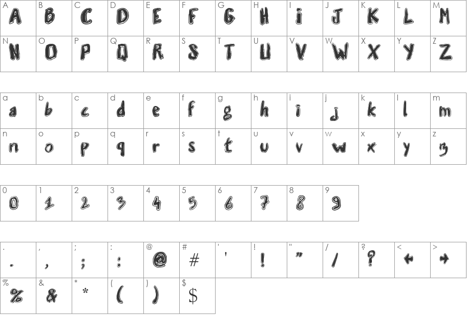 Vaille font character map preview