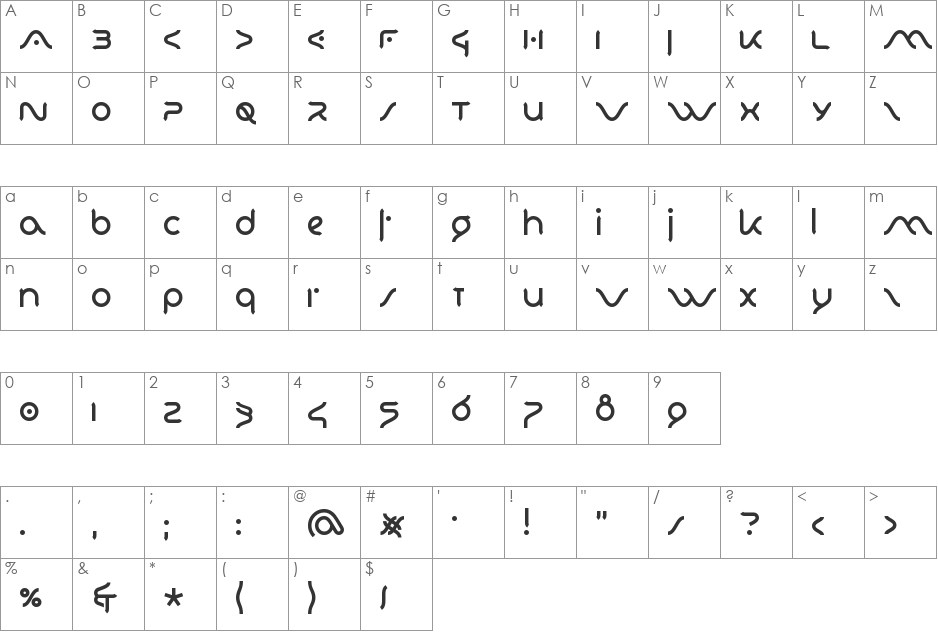 VAIO CON DIOS font character map preview