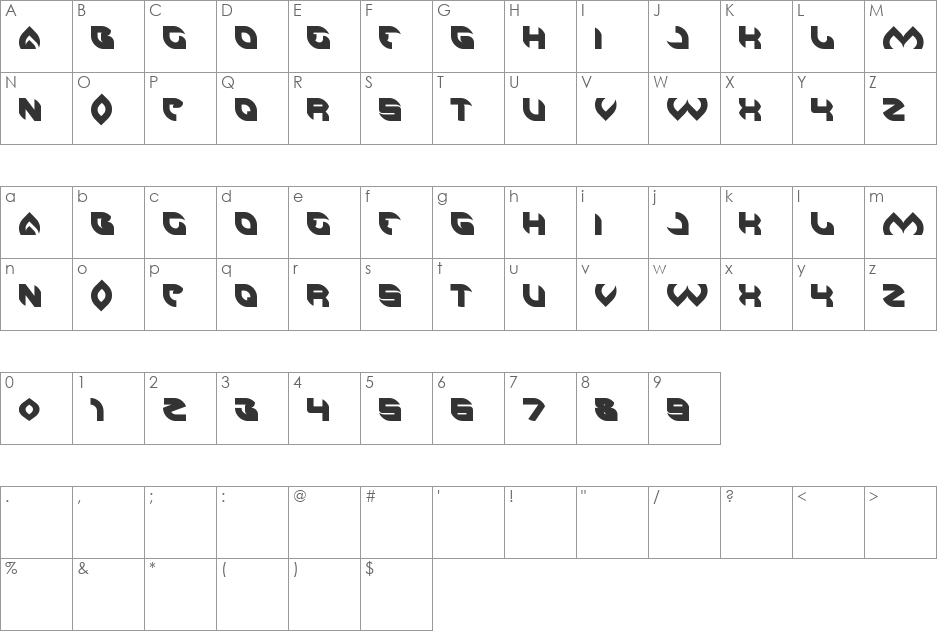 AERO GLASS font character map preview