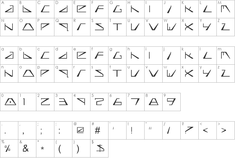 biasel font character map preview