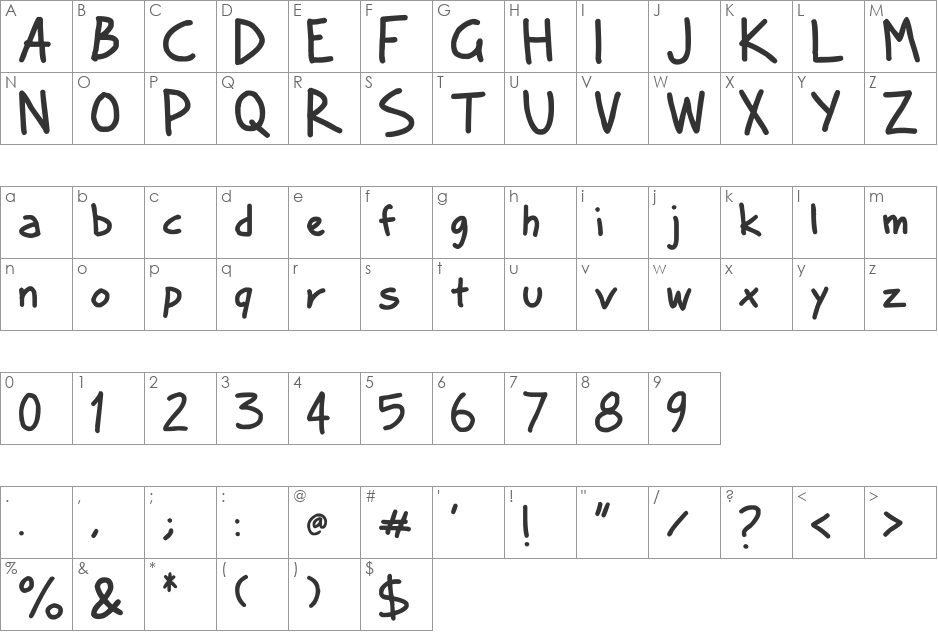 valium font character map preview