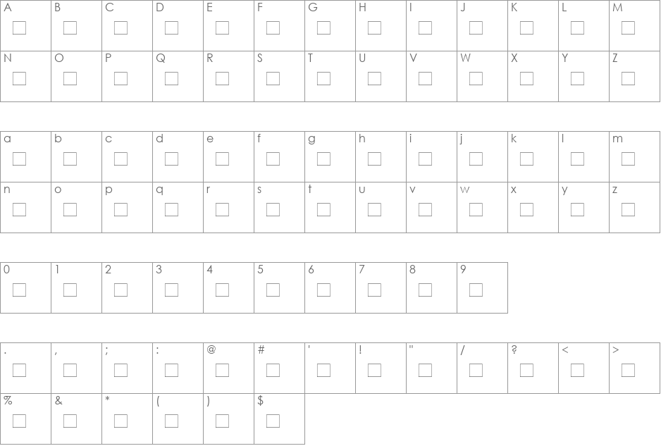 Vamiba font character map preview