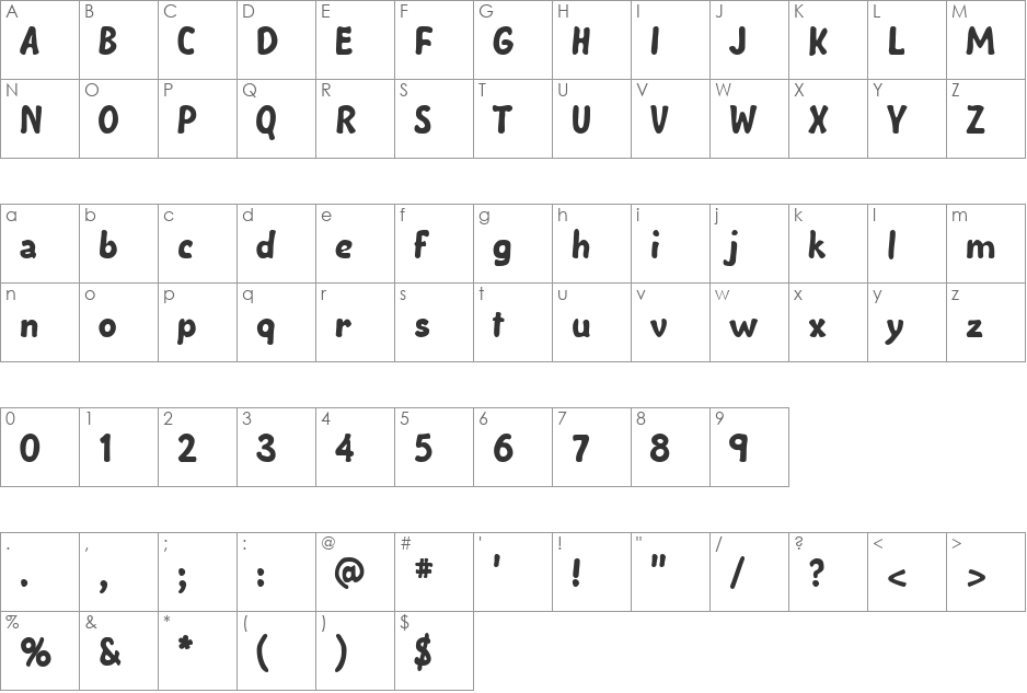 VampirBold font character map preview