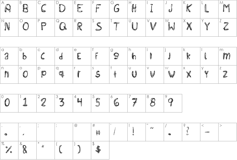 BICHOCHOS TYPE font character map preview