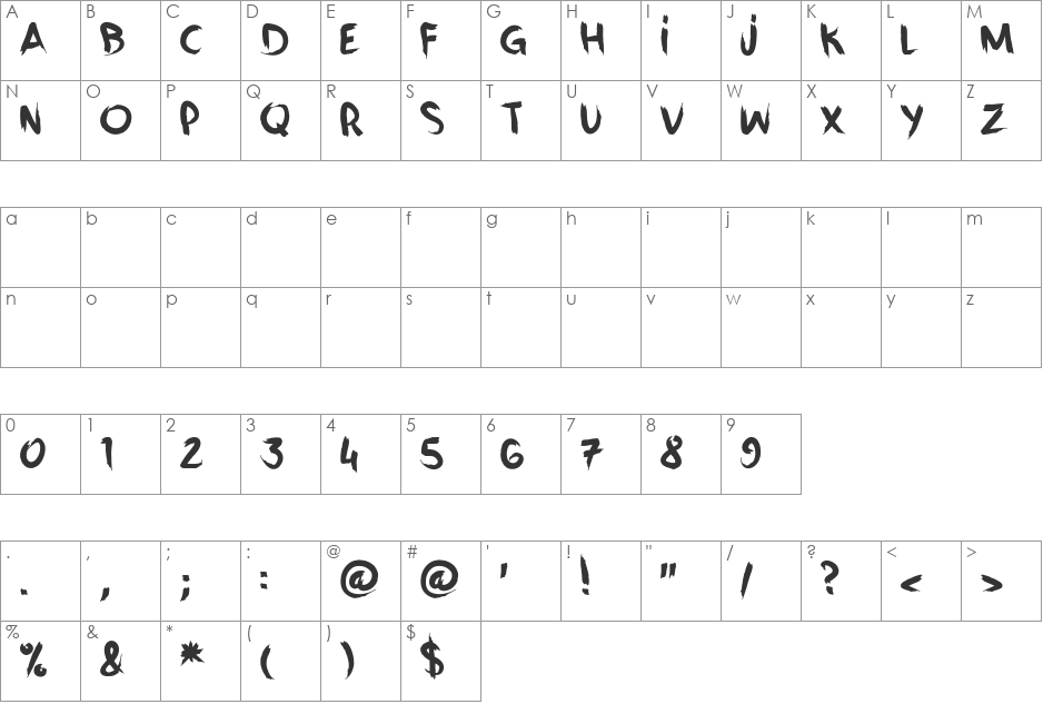 VANITY_CRE font character map preview