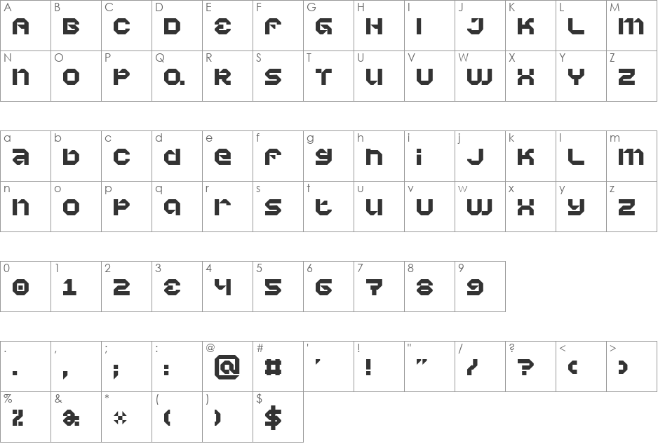 Vaporbyte Phat font character map preview