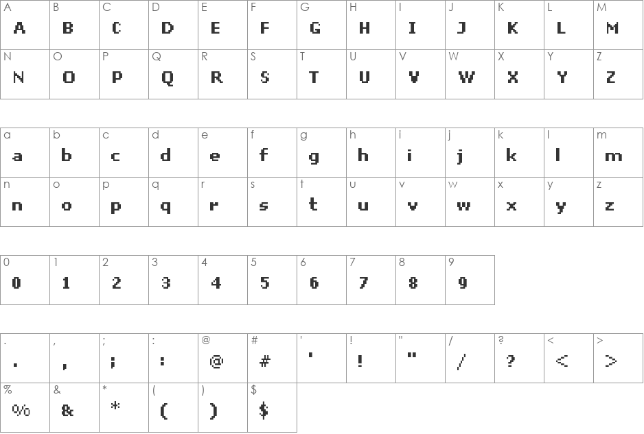 variable font character map preview