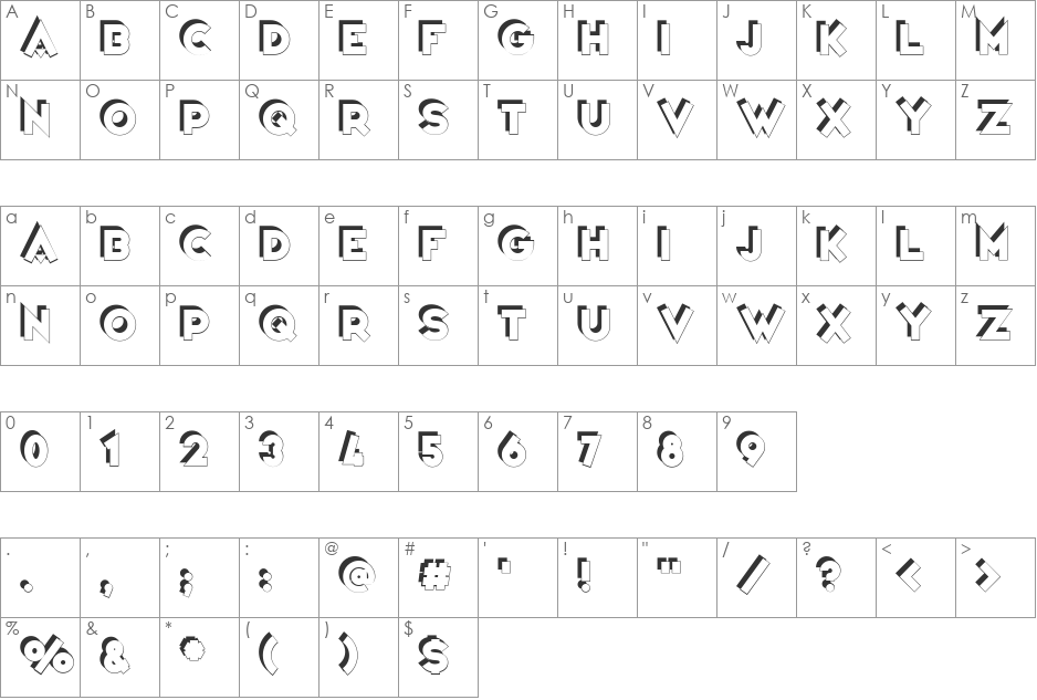 Variet font character map preview