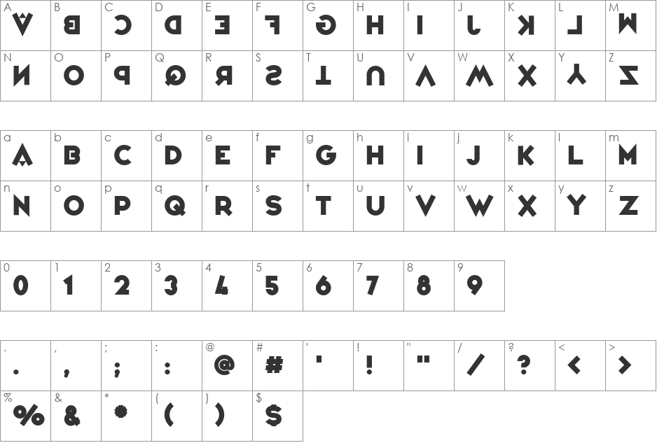 Variet font character map preview