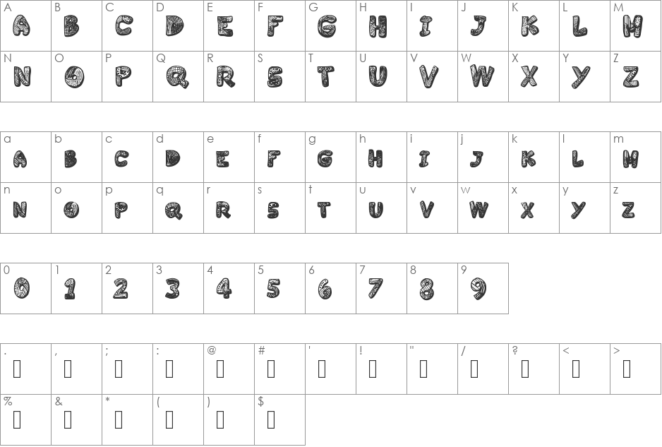 Variety font character map preview