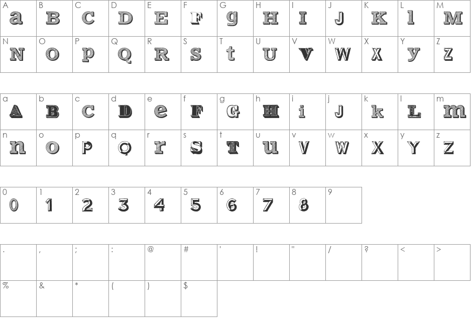 Varius Multiplex Personal Edition font character map preview