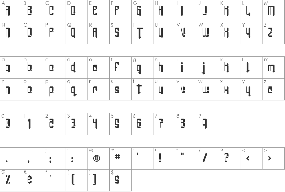 Varsinnie Pols font character map preview