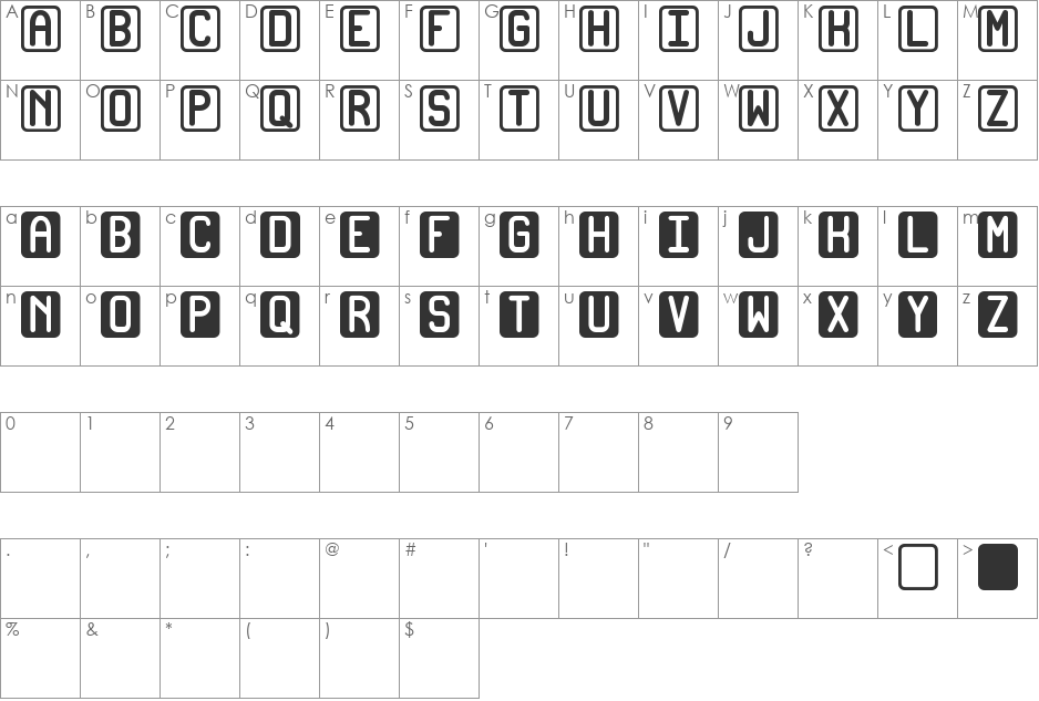 BiCoLoRs St font character map preview