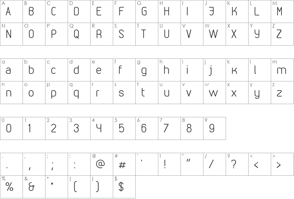 VDS font character map preview