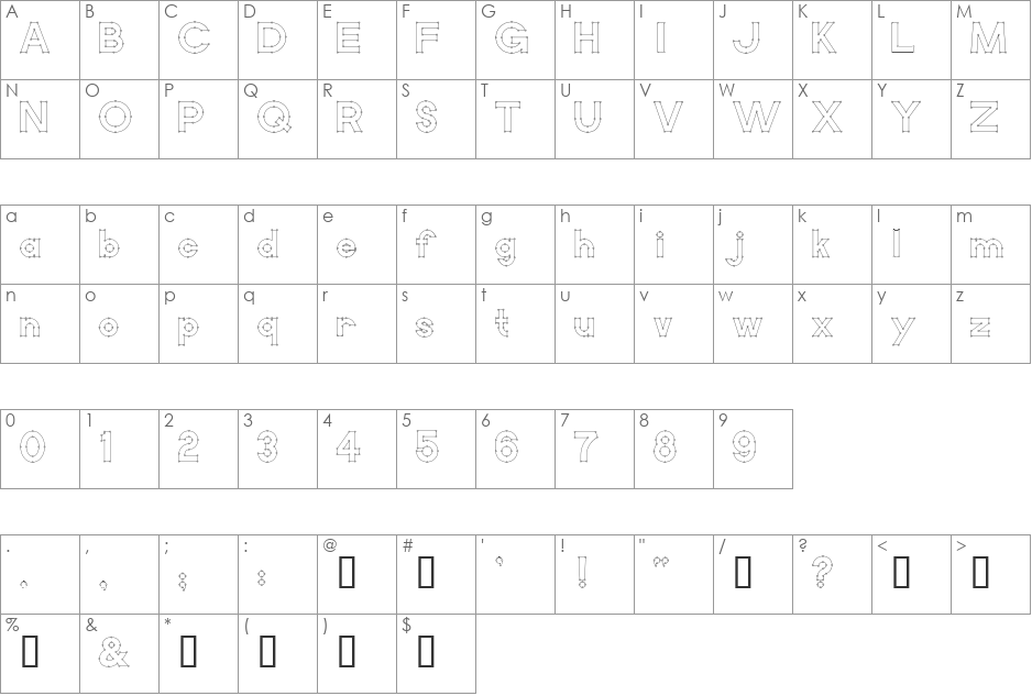 Vector font character map preview