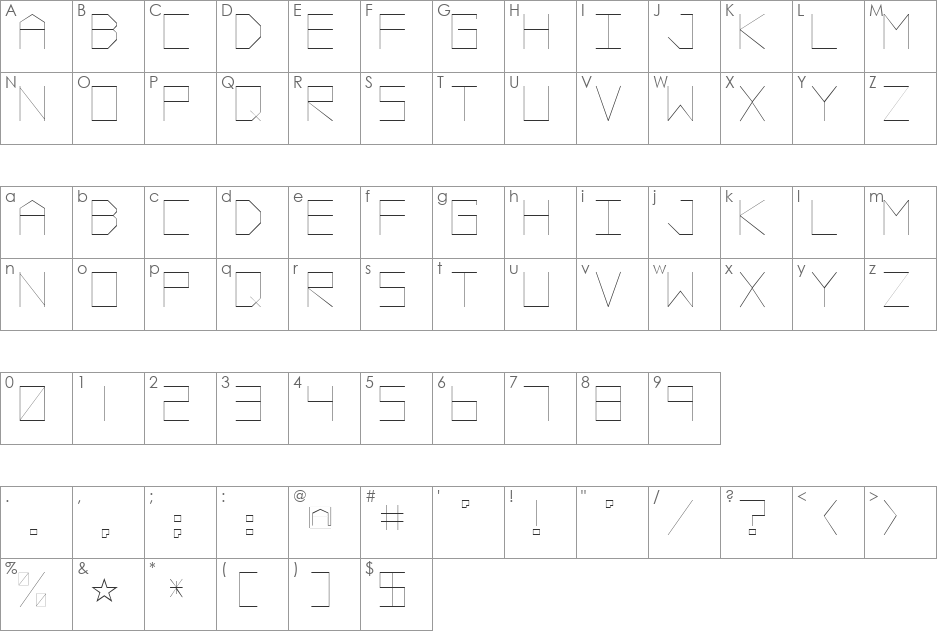 Vector Battle font character map preview