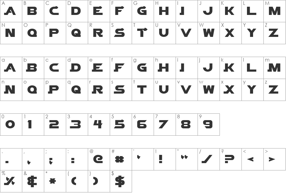 Vector Sigma font character map preview