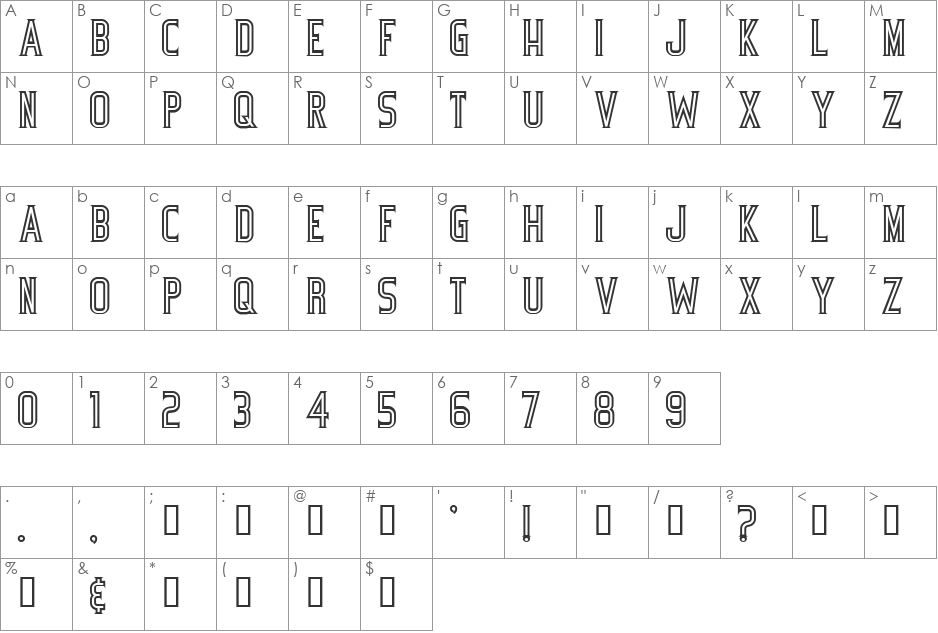 BicycleFancy font character map preview