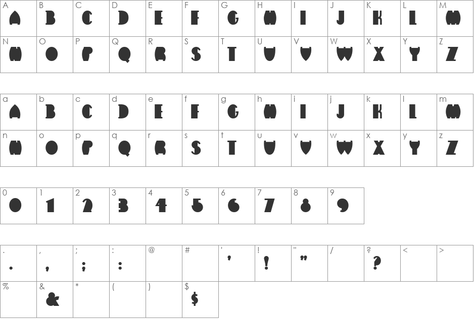 Vega font character map preview