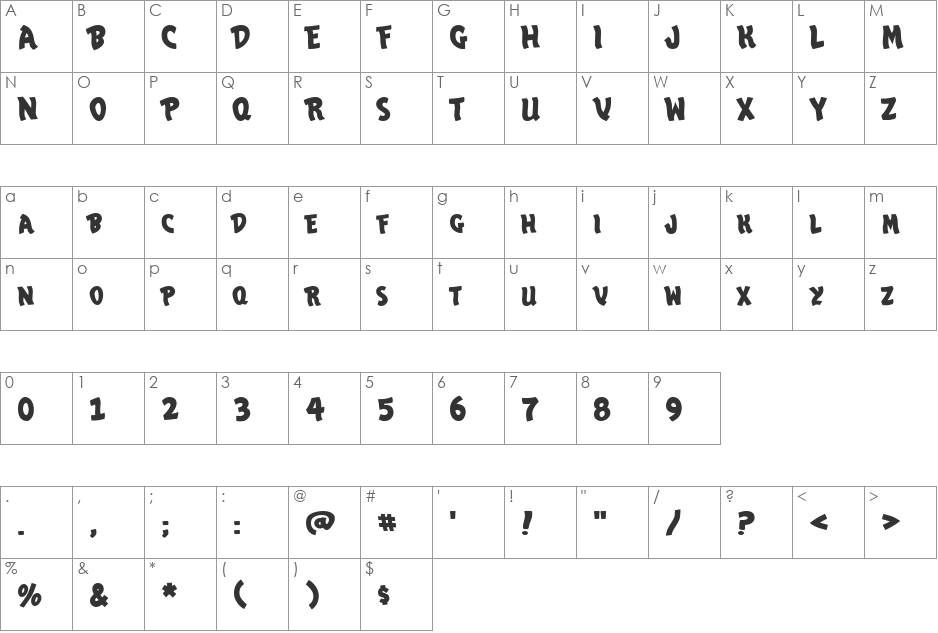 VegasCaravan font character map preview