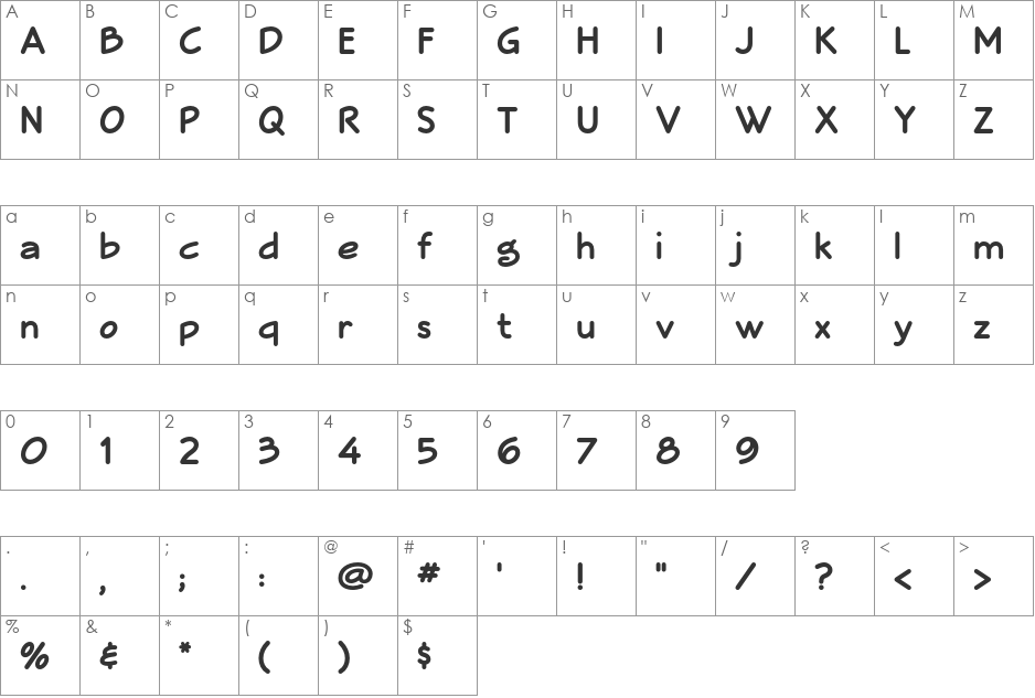 Veggieburger font character map preview