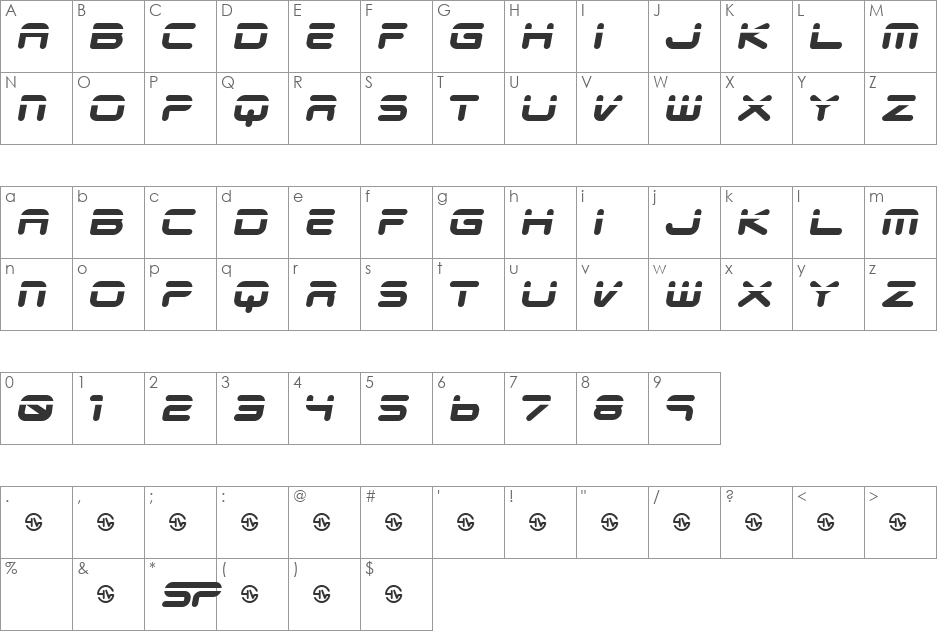 Veloped Logotype font character map preview