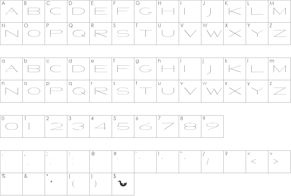 Venetian Sound System font character map preview