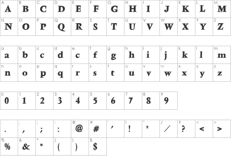Ventura font character map preview