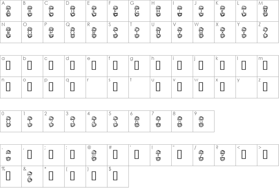 VENUE font character map preview
