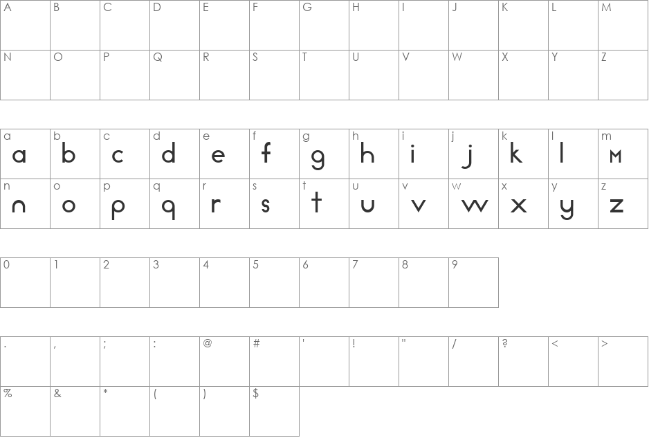 Veracity font character map preview