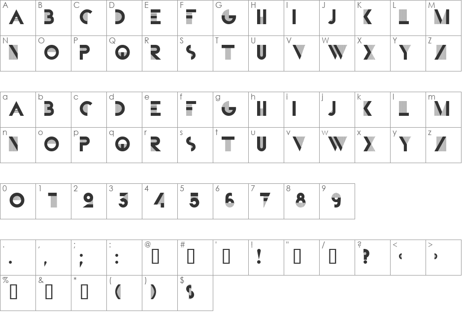 Bifur font character map preview