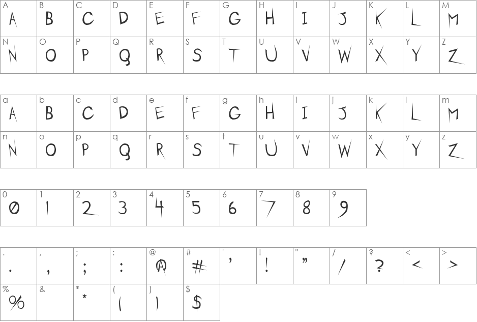 Verdok Foundation font character map preview