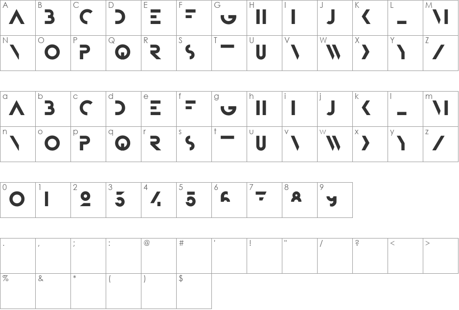Bifur Foundation font character map preview