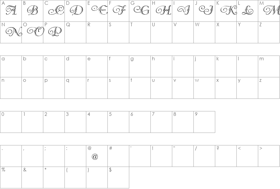 Vergennes Demo font character map preview